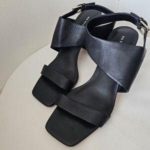 Geniune Leather Sandals with Square Heel